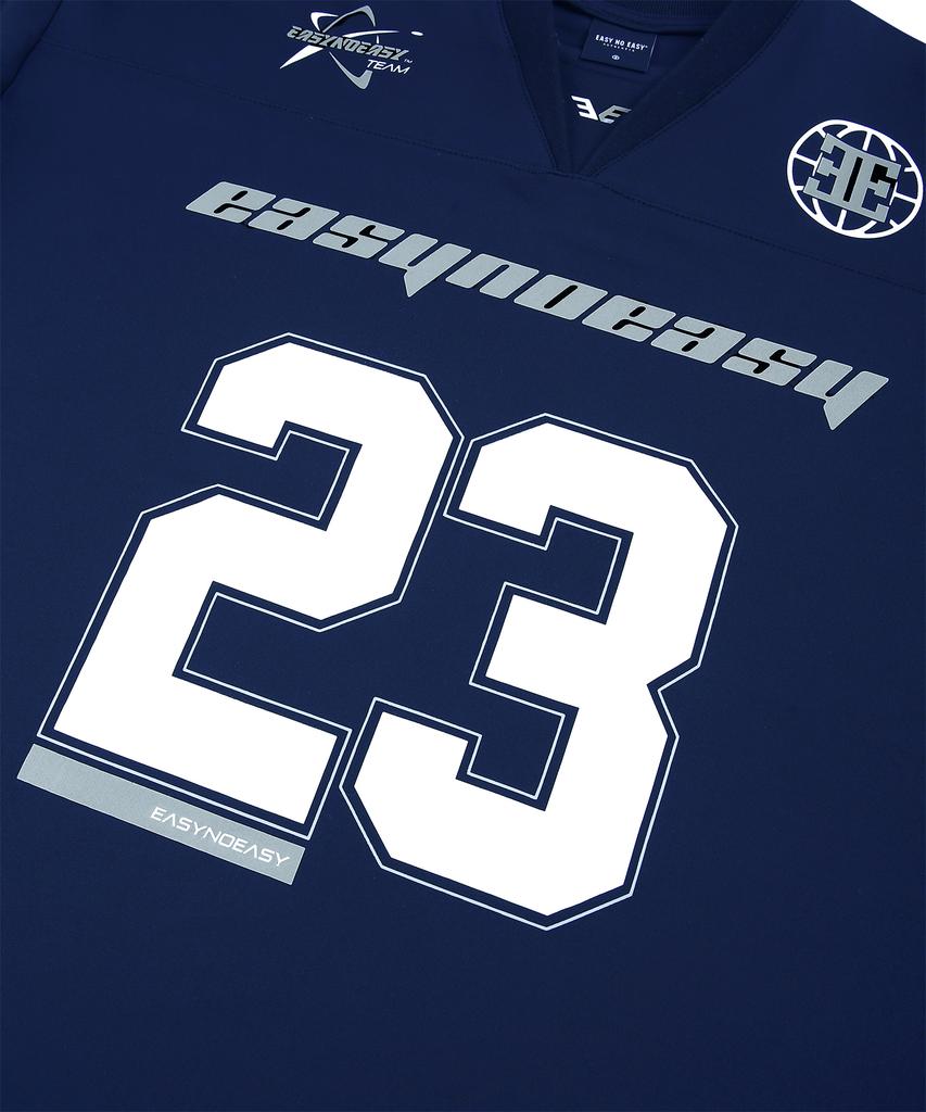 EASY NO EASY Long Sleeve Football Jersey - Navy