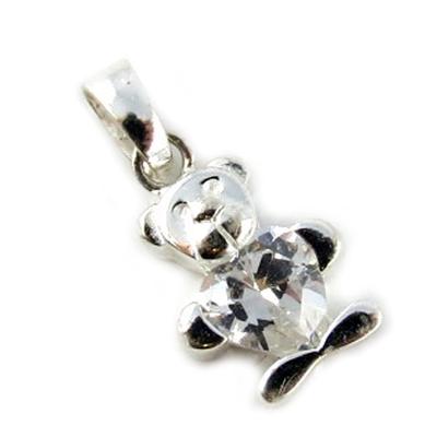 [B9795] - Weißer 'Teddy Love' Silberanhänger