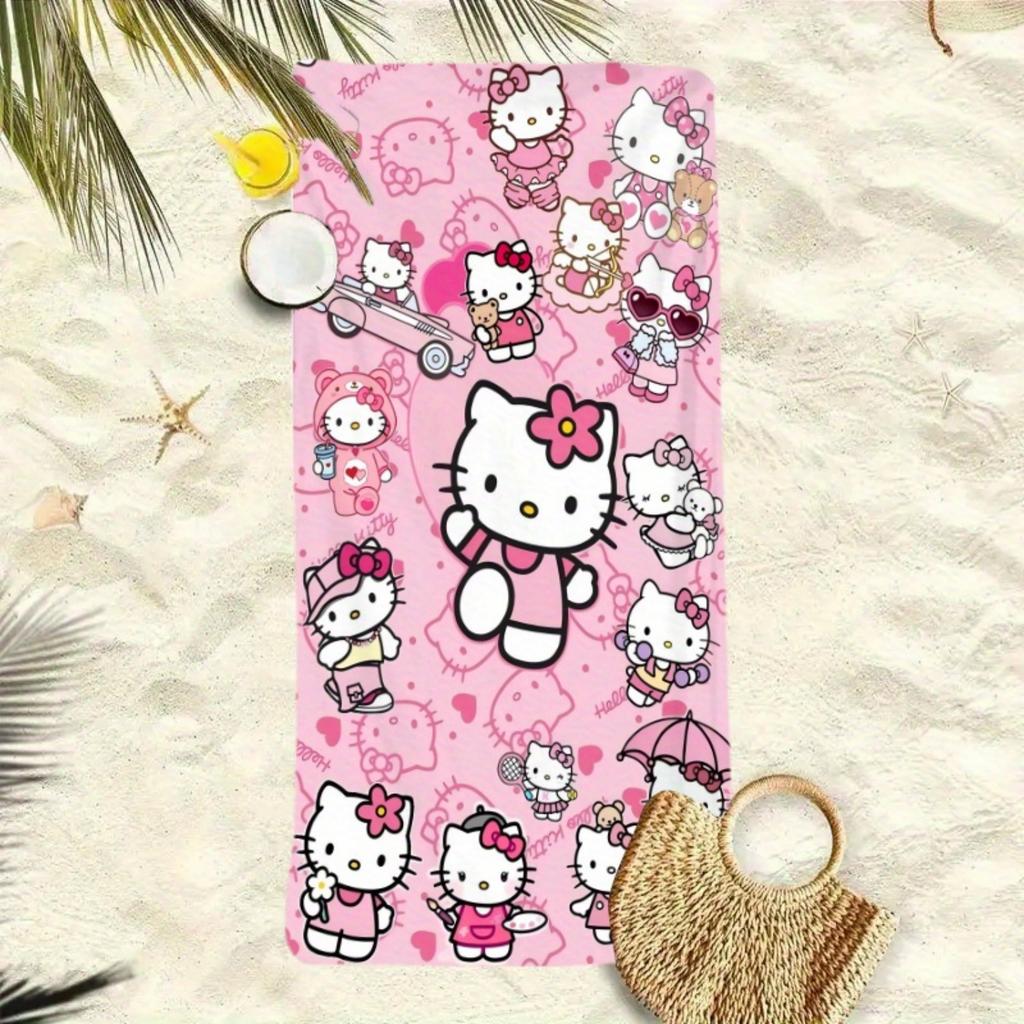 1pc H-Hello K-Kittys beach towel, fashionable water-absorbent quick-drying single-piece large-sized beach towel, soft and comfortable