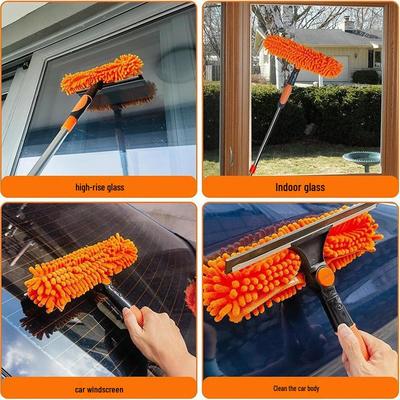 2-in-1 Double-Sided High-Rise Glass Wiper & Scraper