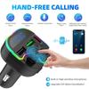 Car Bluetooth 5.0 FM Transmitter Handsfree Car Kit With PD 30W Type-C Dual USB 3.4A Fast Charger Ambient Light Cigarette lighter