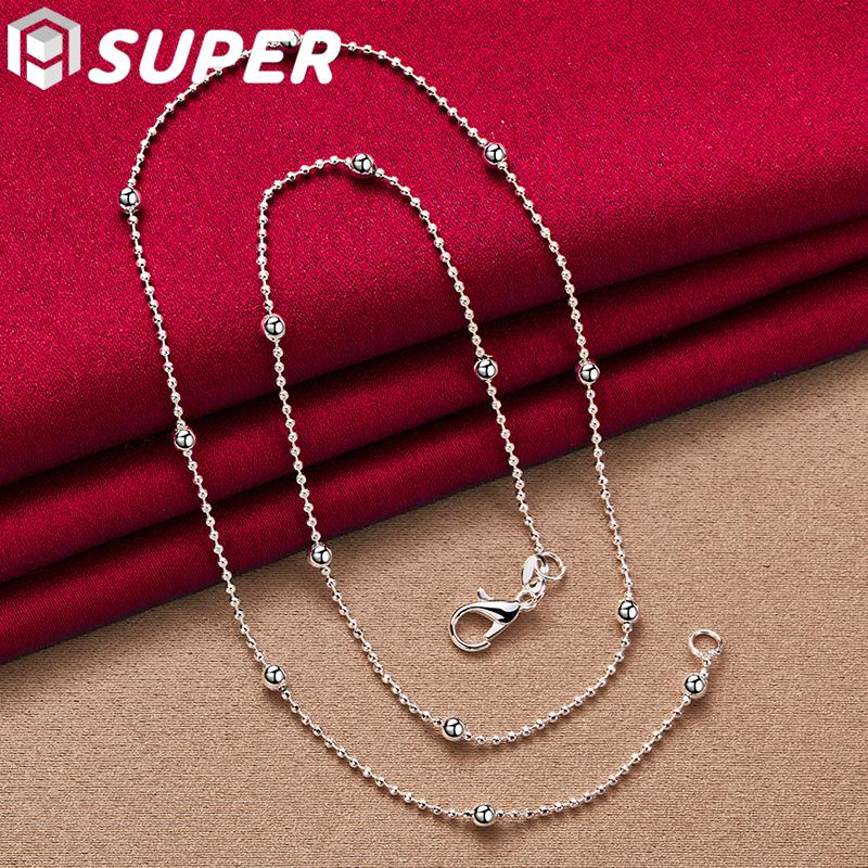 925 Sterlingsølv 16/18/20/22/24 tommer 4 mm Full Smooth Beads Kjede Halskjede smykker