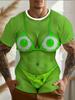 Camicia da uomo con stampa integrale novità con grafica umoristica "Bikini all'uovo e perizoma al bacon" Camicie per uomo Moda casual T-shirt Abbigliamento