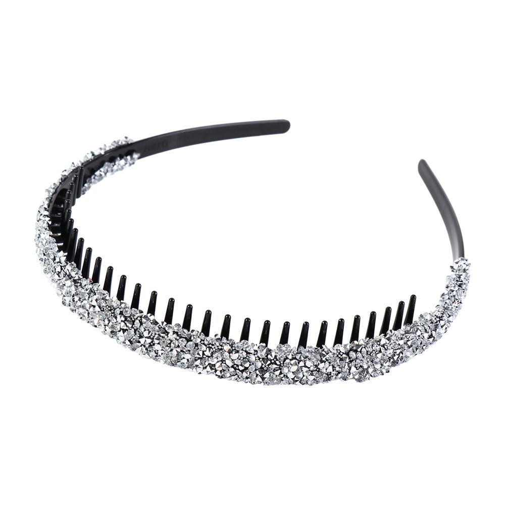Vintage Plastic Rhinestone Headband with Toothed Make Up Hairband Face Wash Korean Style Diamond Hair Hoop Male