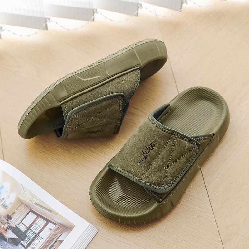 

Летний новый нишевый дизайн уличные пляжные туфли мужские с открытым носком наступающие на говно сандалии повседневные универсальные толстая подошва шлепки на одной перемычке 38 зелёный