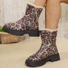 Fashion Leopard Print Platform Ankle Boots Women Plus Size 43 Thicken Plush Warm Winter Boots Woman Non Slip Zipper Short Botas
