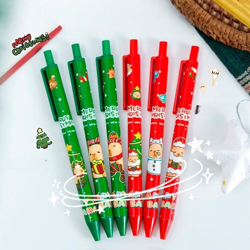 5/10/15 szt. Uroczy świąteczny kapibara żelowy długopis 0,5 mm czarny kreskówkowy długopis z przyciskiem długopis do pisania artykuły szkolne biurowe artykuły papiernicze prezenty