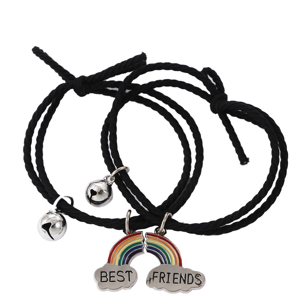 Gift Pendant Braided Rope Bell Bangle Jewelry Best Friend Bracelets Rainbow Friendship Hairbands
