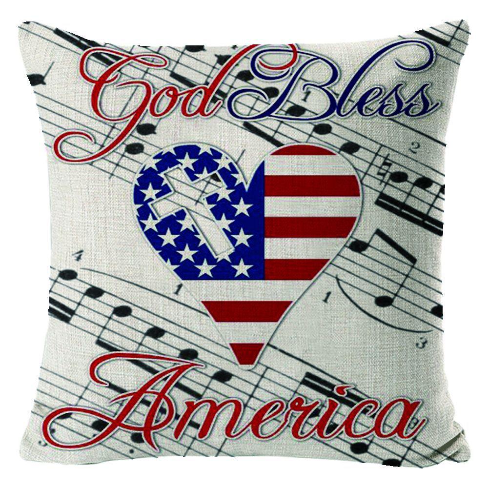 New American Independence Day Pillow Stars and Stripes Cushion Pillow Cover Festive Red and Blue Printed Letters One Piece