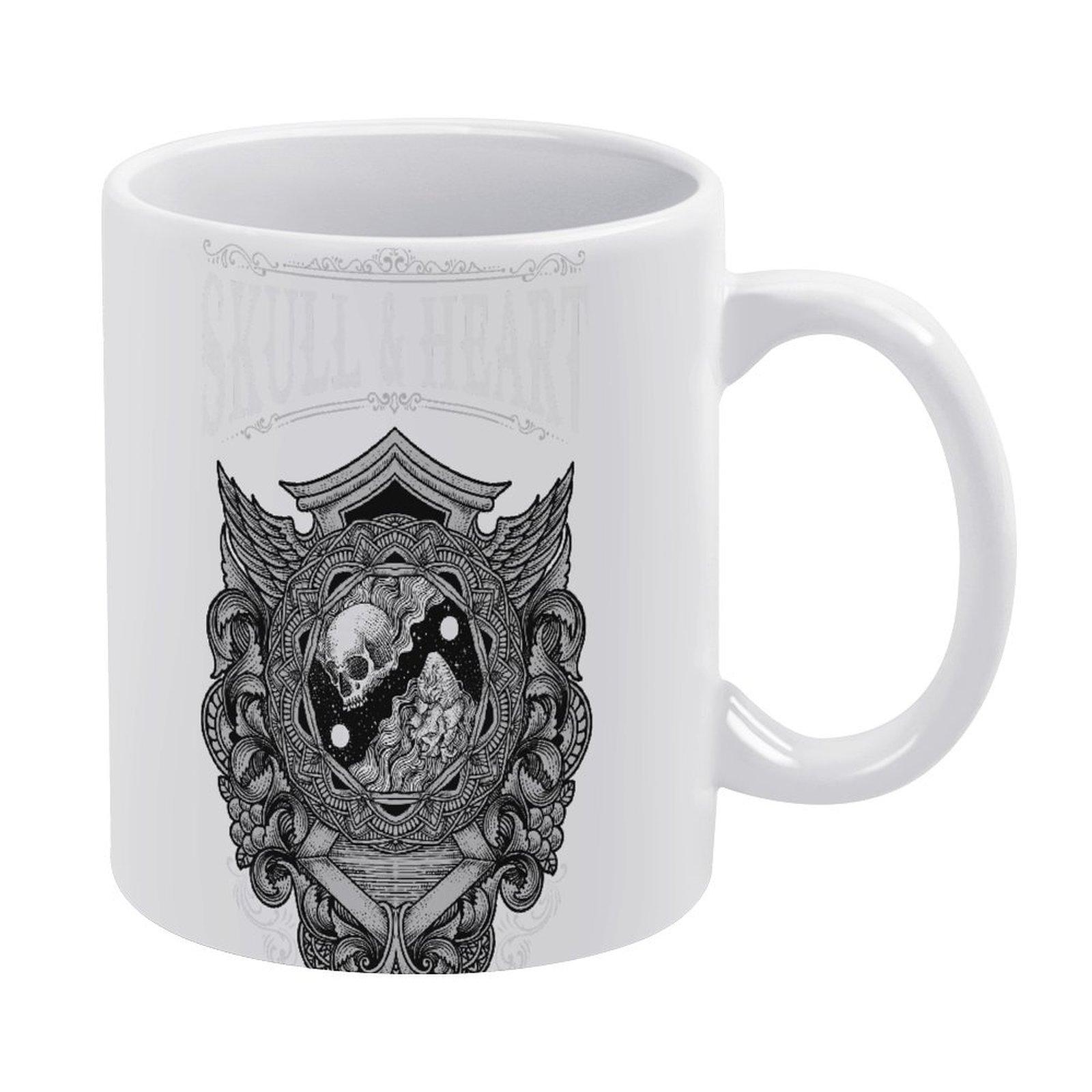 

11oz White Ceramic Mug with Double-Sided Print, Heat-Resistant and Glossy, Suitable for Coffee Lovers and Daily Beverage Time белый