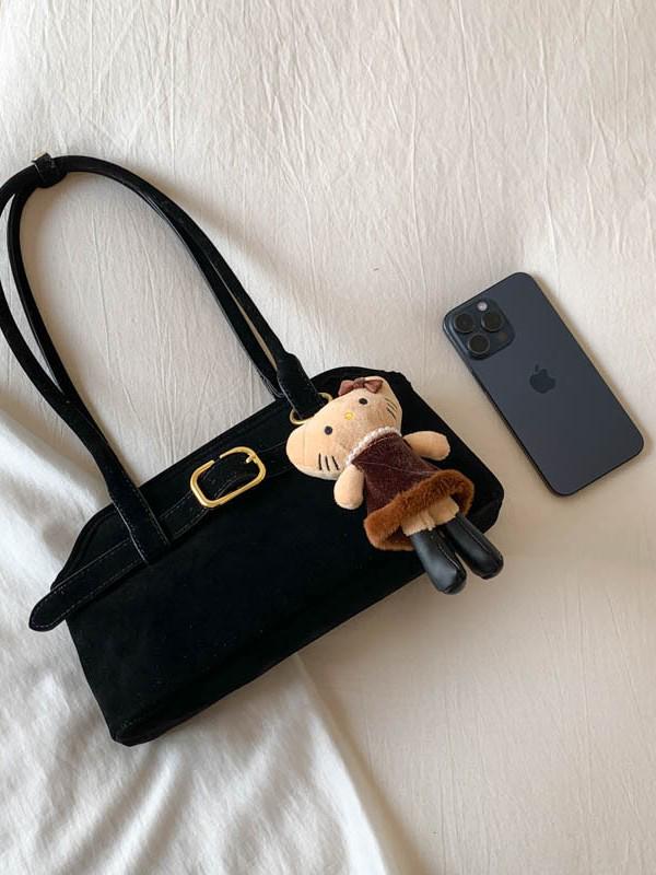 Women's Luxury Suede Shoulder Bag - Retro Matte Design, French-Inspired Baguette for Autumn/Winter