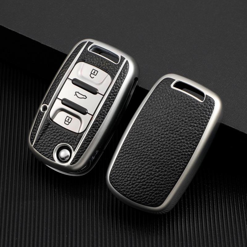 

Premium Leather Key Case for Wuling Hongguang S, Rongguang V, Zhiguang Cars - Unisex Protective Shell with Buckle PE Bag