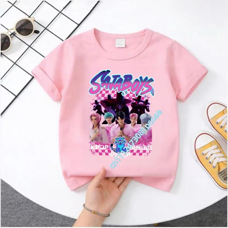 KPop Demon Hunters 2026New Saja Boys Cartoon Boys T-shirt Round Neck Fashion Casual Top Children's T-shirt Kids Clothing