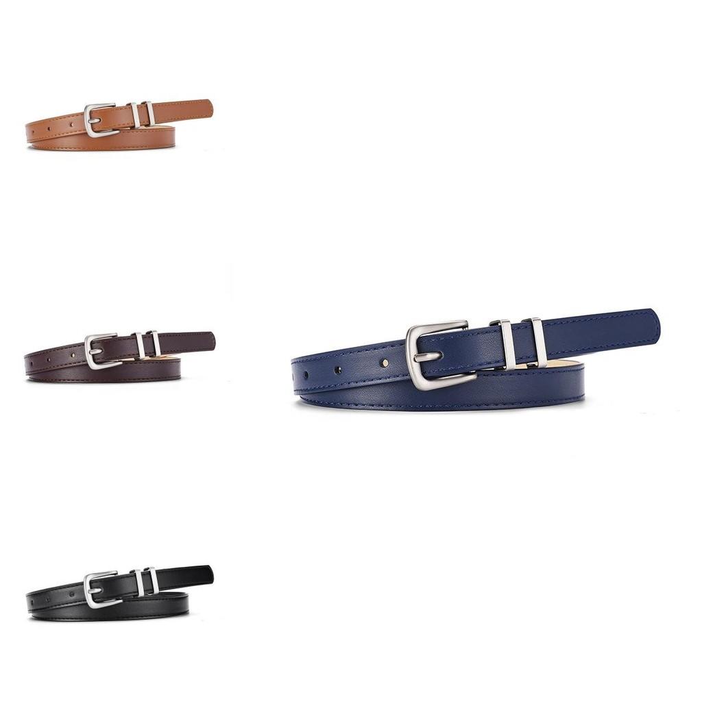 Trendy Women's Y2k Denim Style Pu Leather Belt With Chic Simple Silver Buckle