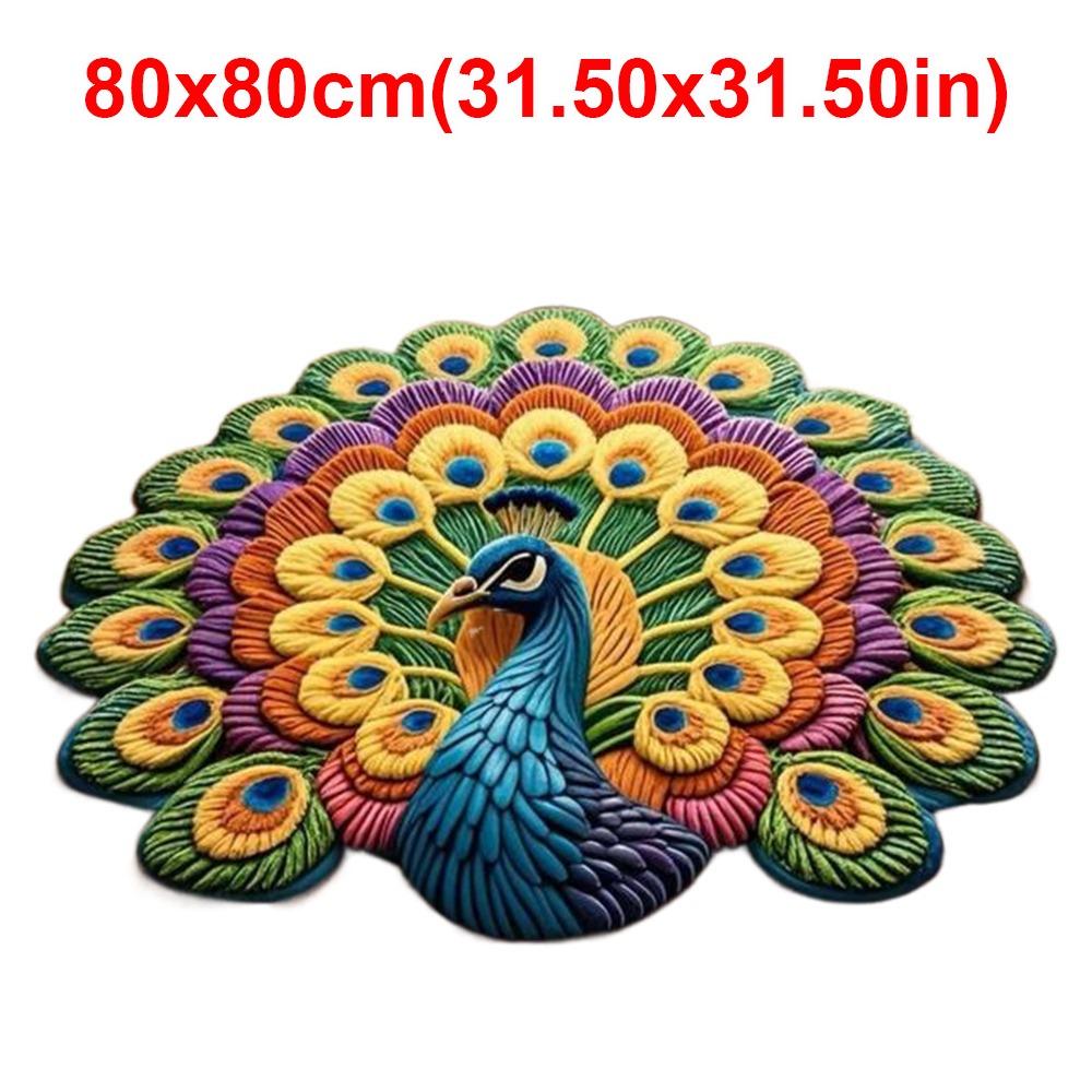 Soft Peacock Carpet Non-slip Bathroom Floor Mat Portable Blanket  for Living Room Tea Table Bedside