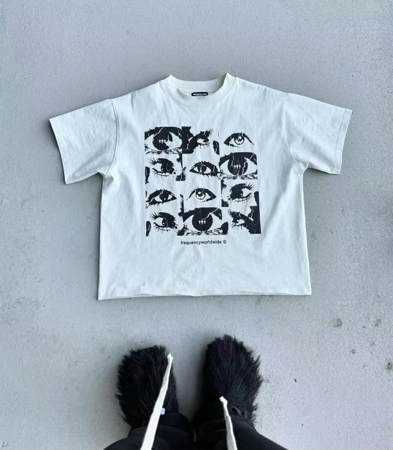 Y2k Top Vintage Street Alphabet Print Short Sleeve Women T-shirt Summer Harajuku Couple Casual Loose Oversized T-shirt