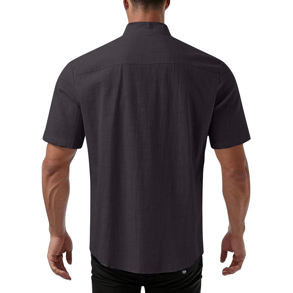 Men's Vintage Button Down Bowling Shirts Short Sleeve Summer Beach Shirt