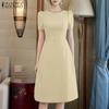 ZANZEA Women Summer Casual Round Neck Short Sleeve Dress