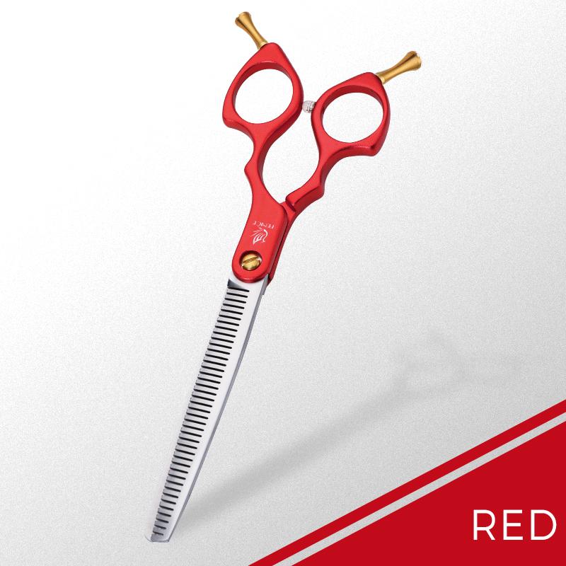 Fenice 6.5 Inch VG10 Steel Professional Pet Scissors Dog Grooming Shears Thinning Rate 30% красный