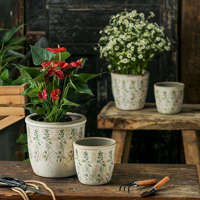Vaas Huishoudelijk Keramische Bloempot Zelfgemaakt Onderglazuur Bloemenprinten en Kleuren Creatief Balkon Buiten Tuin Ademend