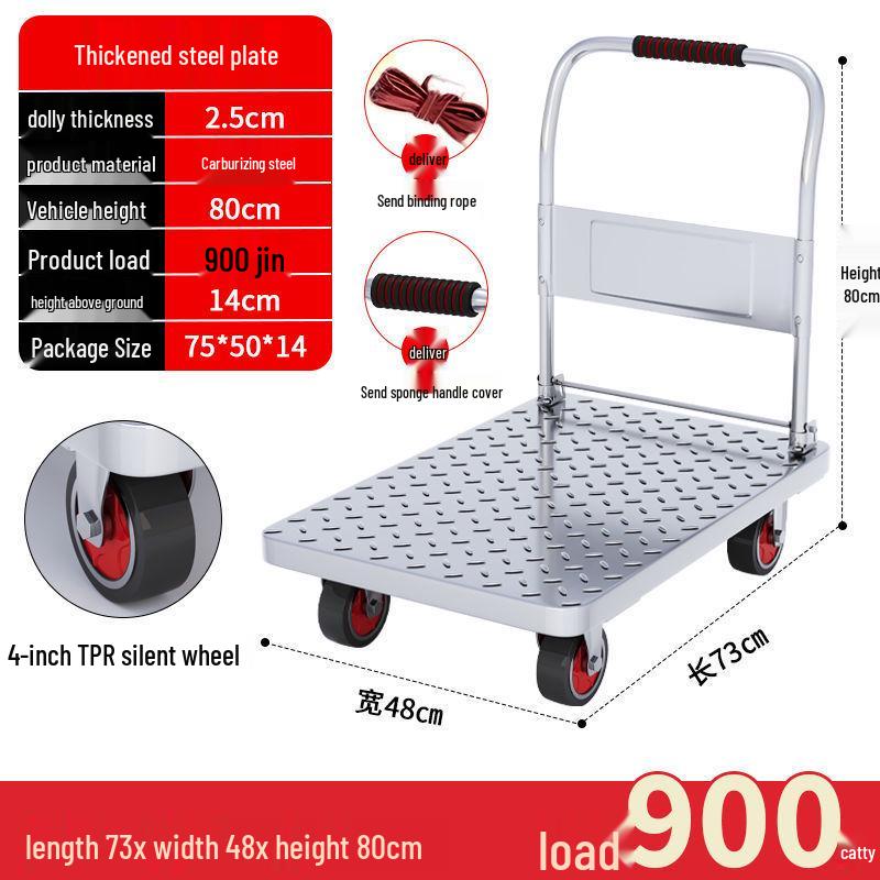 Silent Folding Four-Wheel Hand Trolley for Express Delivery