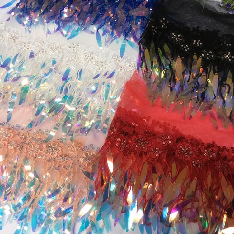 Quaste Pailletten Spitzenbesatz Gesticktes Band für Kleid DIY Basteln Nähzubehör