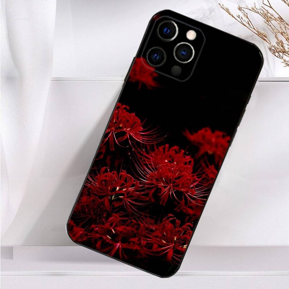 Ghoul Red Spider Lily Tokyo Case For iPhone 16,15,17,14,13,12,11 Plus,Pro Max,XS,X,XR,SE,Mini,8,7 Soft Silicone Black Cover