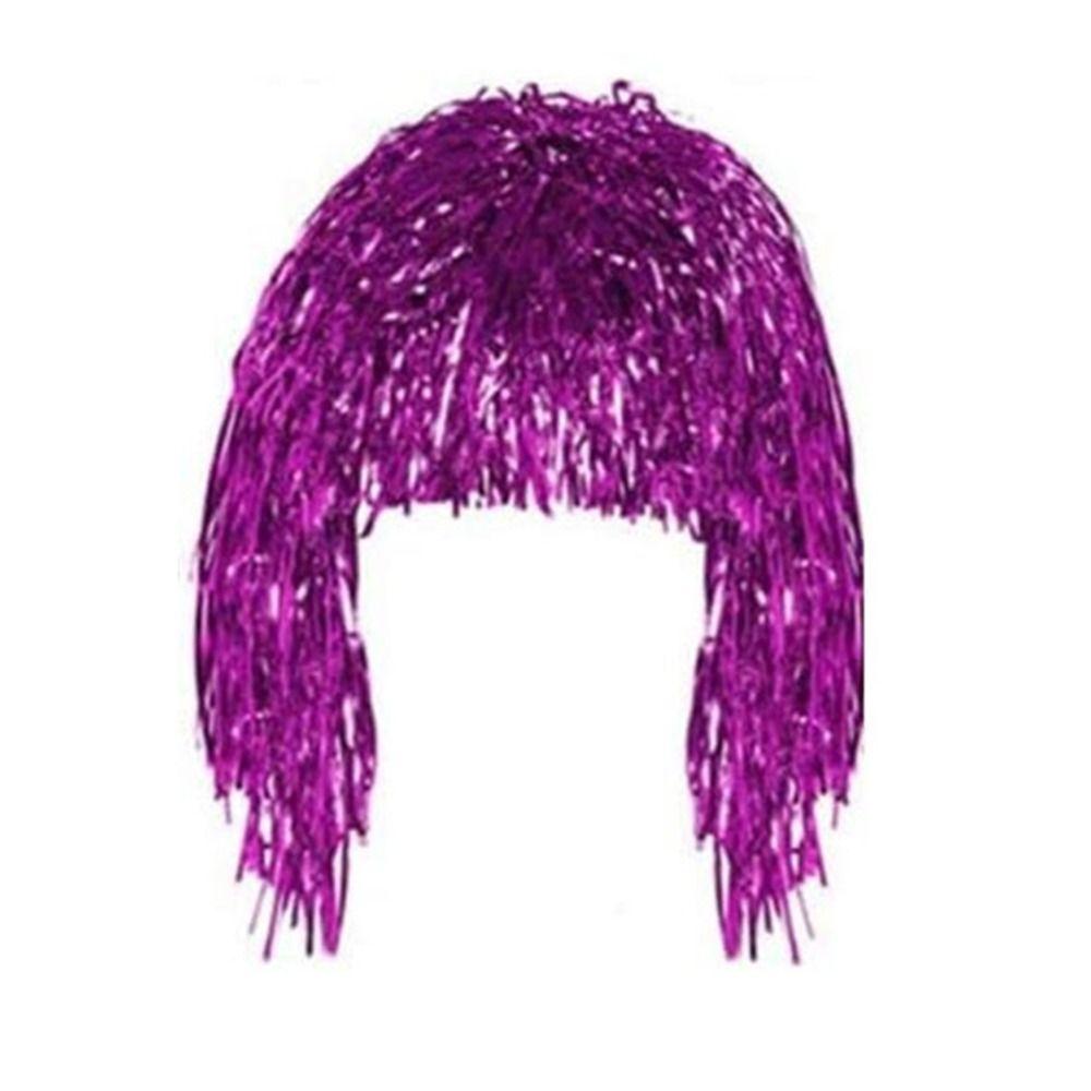 New Metal Party Wigs Hair Shiny Costume Aluminum Foil Cosplay Dance Hairpiece Plastic Decor Wigs Hair