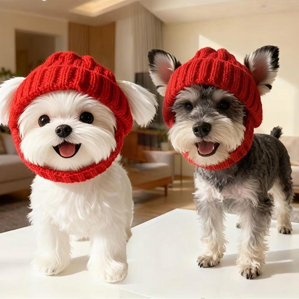 Cozy Soft Knit Pet Knitted Hat Windproof Winter Dog Cap Cute Warm Dog Beanie Winter Season
