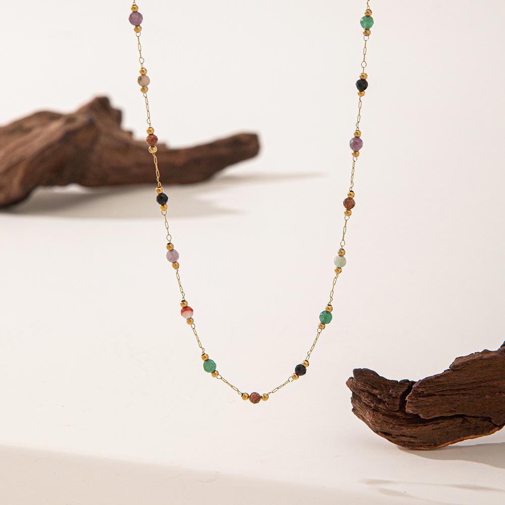 Retro beaded crystal necklace women's 2025 new light luxury niche collarbone chain temperament high-end neck chain