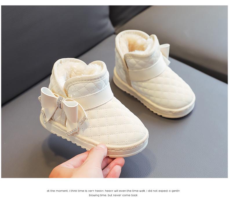 Bottes d'hiver imperméables pour filles doublées en polaire - Antidérapantes, chaudes chaussures de neige pour enfants