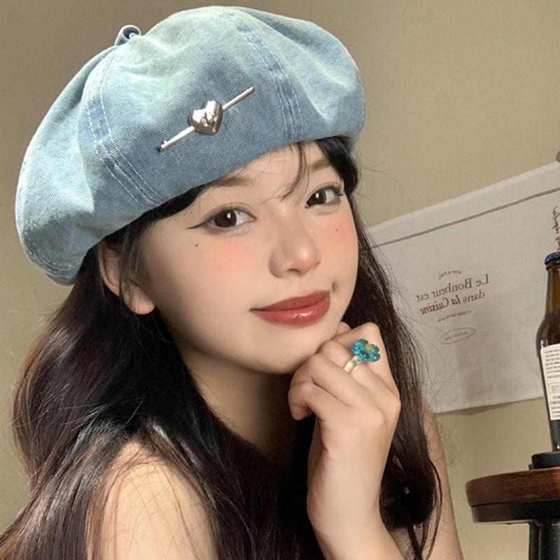 1Pieces Harajuku Retro Denim Berets Caps For Women Spring And Summer Travel Sunscreen Versatile Fashion Mountaineering Scarf