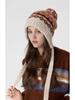 Women's Fair Isle Pompom Knitted Hat - Retro Jacquard Wool with Ear Protection for Winter Warmth
