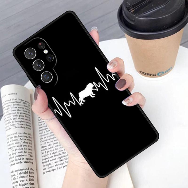 English Bulldog Heartbeat phone case Cover For Samsung Galaxy S24 S25 Ultra S21 S22 Ultra S10E Note 10 Plus Note 20 FE S23