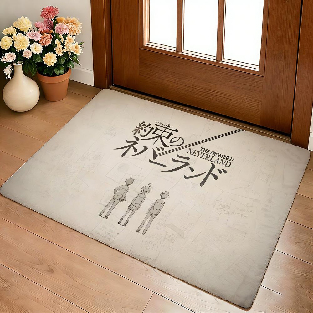 Retro Anime The Promised Neverland Floor Mat Cozy Flannel Soft Thick Non-Slip Mat For Living Room Bedroom Kitchen Decor Rugs