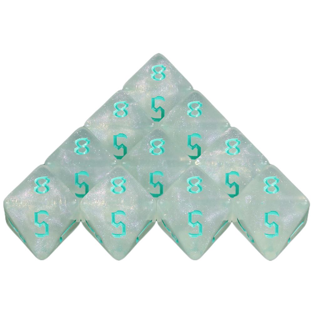 Acrylic Dice DND Dice Set D8 Polyhedral Dice for DND RPG Table Game 10pcs Game Dice