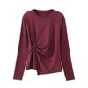 Spring and Autumn Irregular Long Sleeve T-Shirt Women's Simple Slim Fit Versatile Slim Top