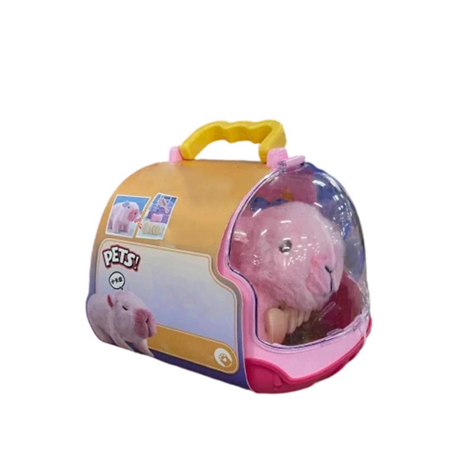 

Plush Toy Cat with Carrier Case Soft Stuffed Animal in Portable Plastic Pet Travel Box with Heart Shaped Window Handle One Size
