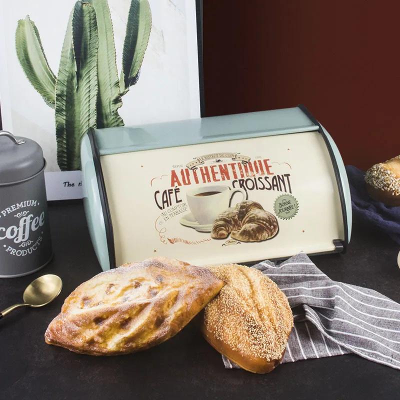 Kitchen Metal Bread Box ,Desktop Food Container ,Outdoor Picnic Snack Box ,Convenient Flip Cover Bread Bin Kitchen Organizer