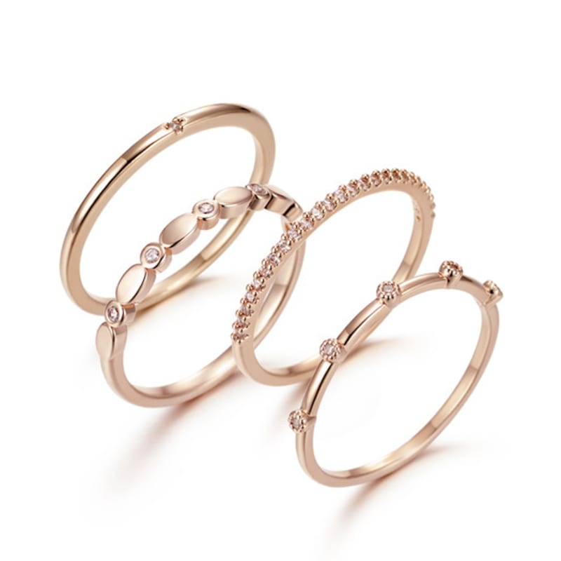 CRANNE Simple Daily Layered Ring 4-Piece Set C24RB076
