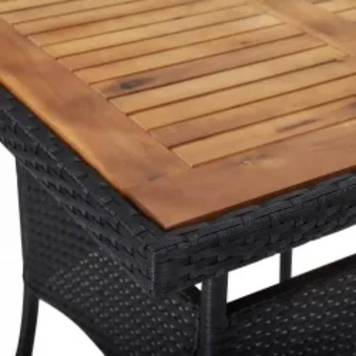 Ensemble à dîner de jardin - VIDAXL - 3 pcs - Résine tressée - Bois d'acacia - Noir et marron