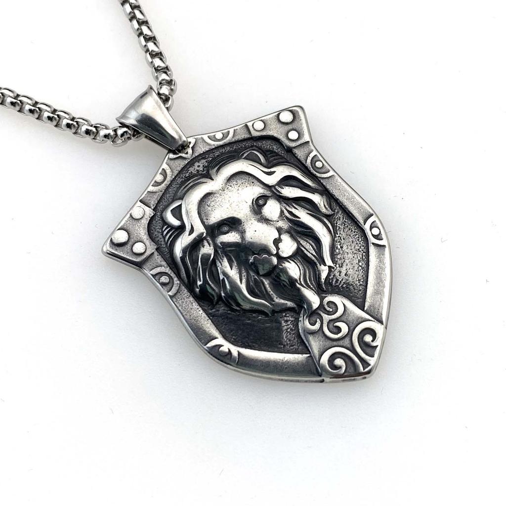 Necklace Lion Shield Men Hip Hop Animal Punk Ins Pendant