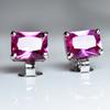 Natural Pink Ruby Earrings 11.10 Ct Pair CERTIFIED Emerald Cut Pair For Gift