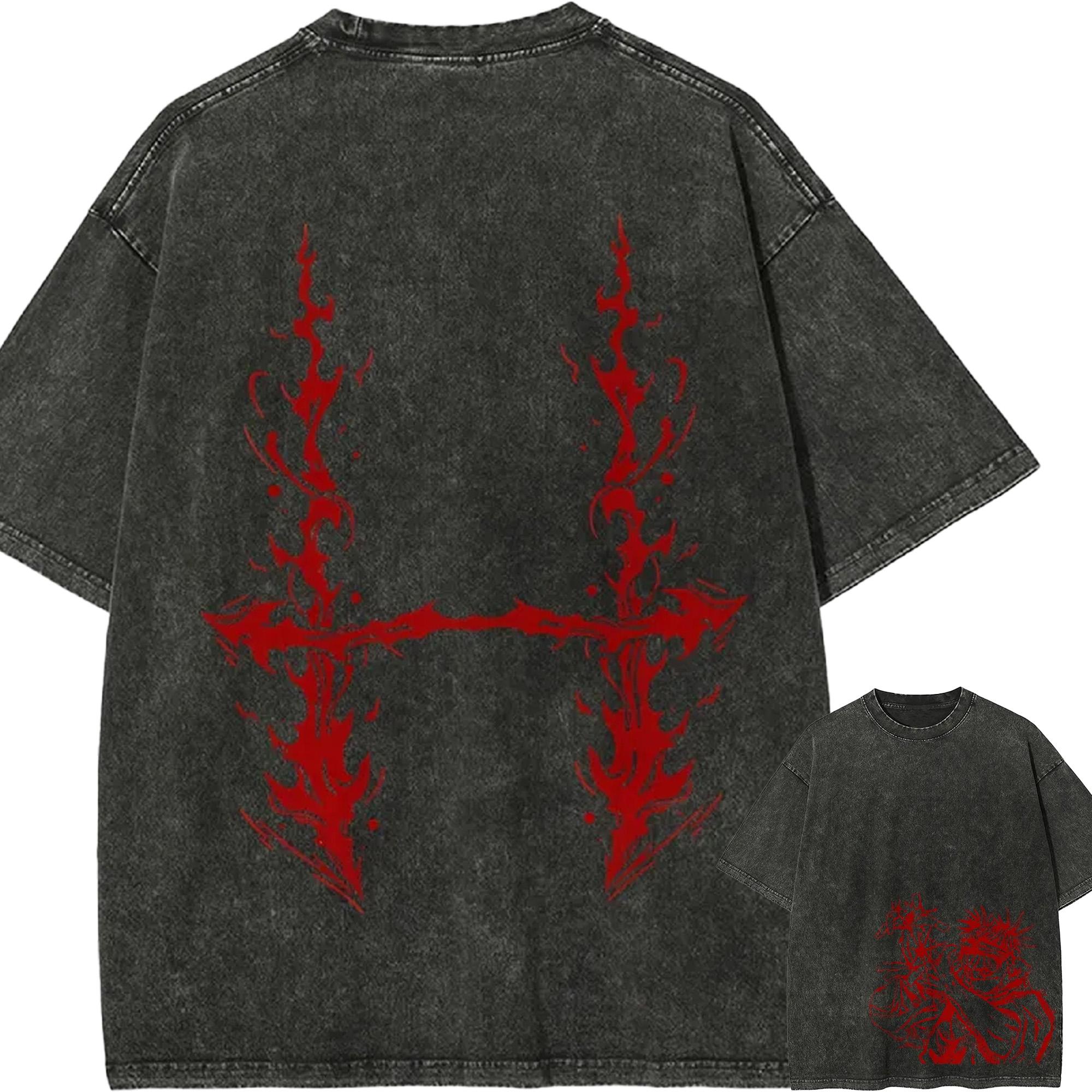 GUOYU VINTAGE TOP Choso Bloedzegel T-shirt Jujutsu Kaisen Grafisch T-shirt Vintage Gewassen Oversized Retro Anime Harajuku Mannen Streetwear Katoenen Tops 2XL