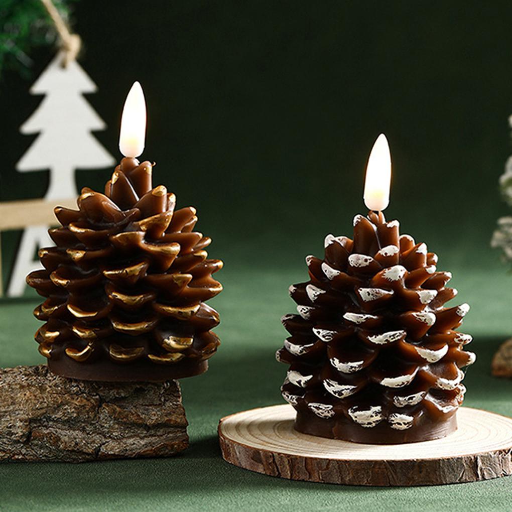 2 Kerzen Flammenlose Kerze Weihnachts-Tischdekoration Kerzen und Bequemes Reines Wachs, Innen Außen Weihnachten