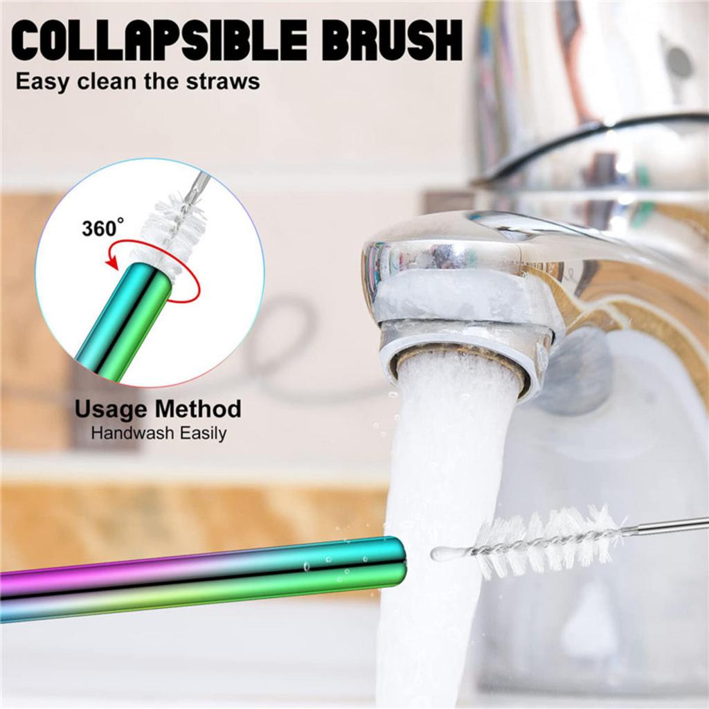 Reusable Telescopic Straw 304 Stainless Steel Suction Tubes with Cleaning Brush Portable Drinking Straw Set for Travel with Case
