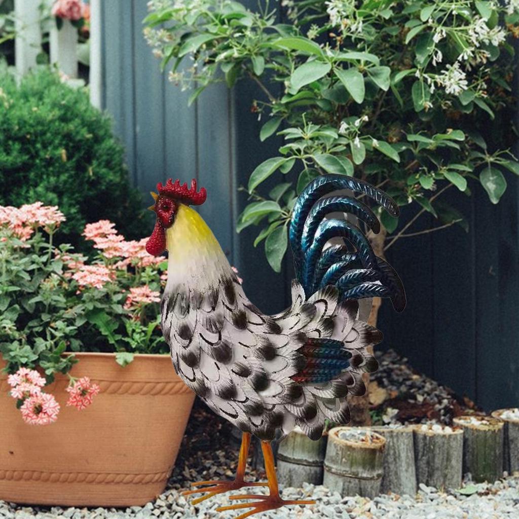 Large Metal Rooster Statue, Outdoor Yard & Patio Decor, Vintage Animal Sculpture Figurine for Garden Home Gift
