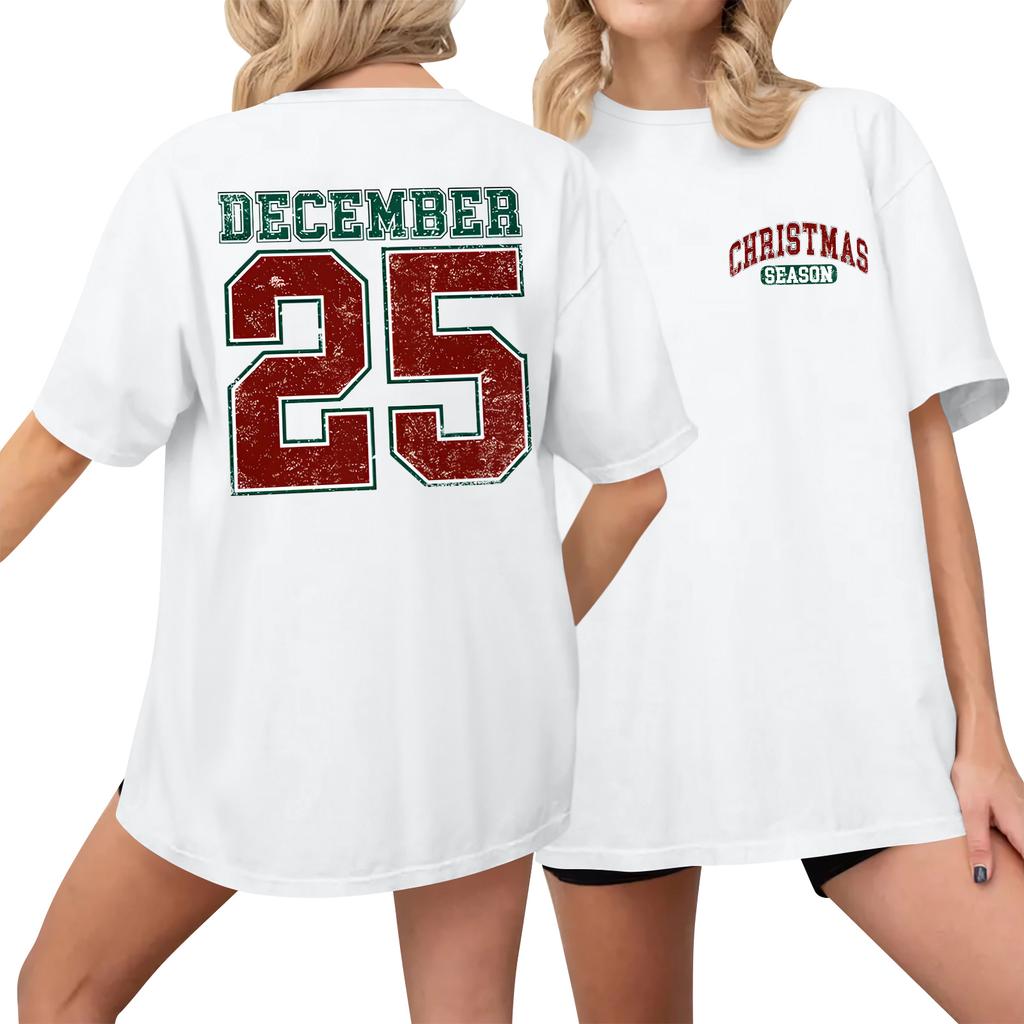 Women's Casual Printed T-Shirt Round Neck Pullover Short Sleeve Top