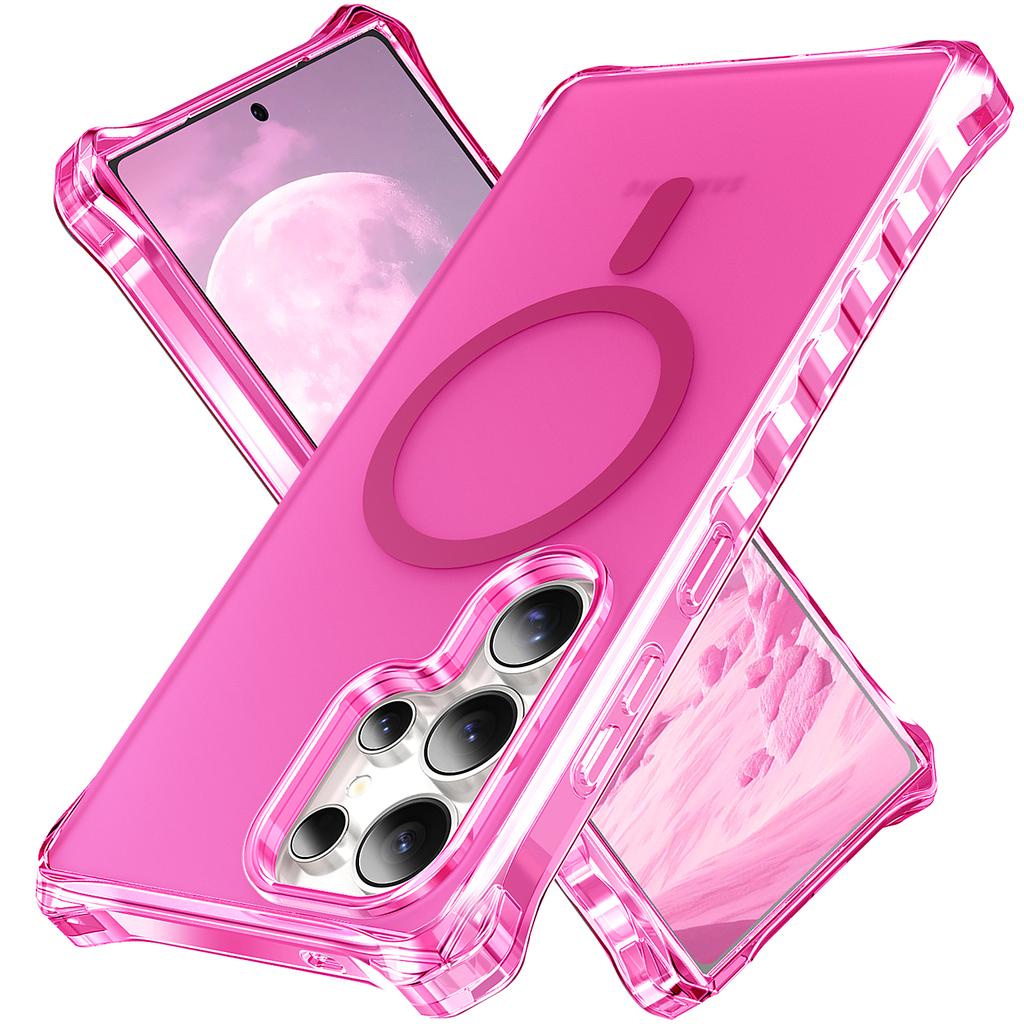 For Samsung Galaxy S24 Ultra Magnetic Case Small Wavy Edge PC + TPU Phone Cover