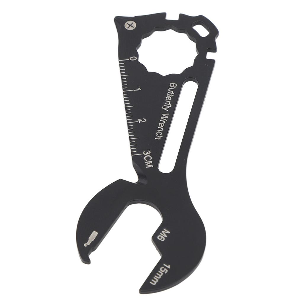 11 In 1 Outdoor Wrench Multifunctional Bottle Opener Keychain Screwdriver Measuring Ruler Tool Black
